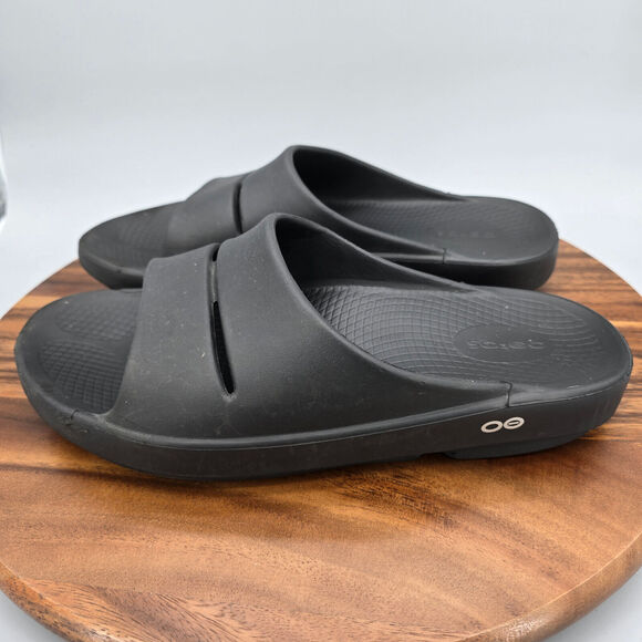 Oofos Ooahh Sandals Mens 10 Black Comfort Sport Athletic Recovery Slip On Slides